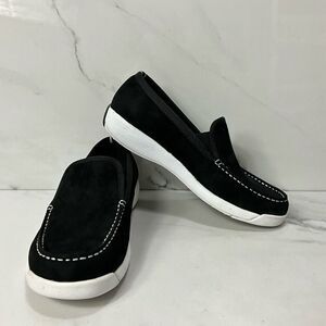 LOFT Black Leather Slip On Shoes